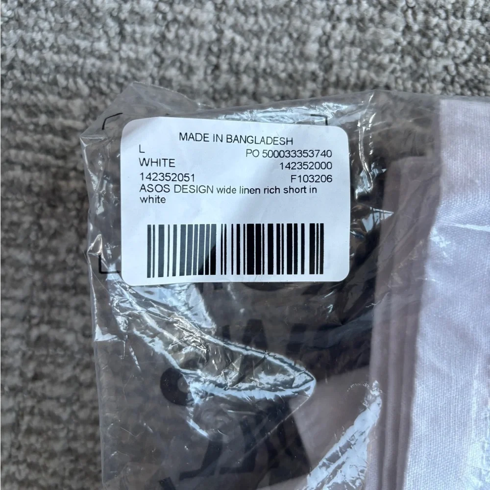 ASOS DESIGN Men’s Wide Shorts in White Linen Blend - Size L